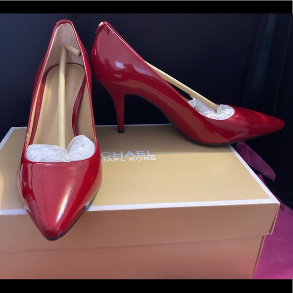 Michael Kors Flex Mid Pumps Patent Leather red sz8 - Picture 3 of 5
